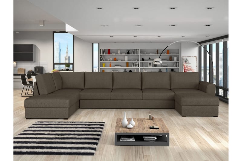 Taberk Sovesofa med Divan och Schäslong 5-sits - Brun - Møbler - Sofaer - Sovesofaer