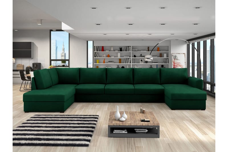 Taberk Sovesofa med Divan och Schäslong 5-sits - Grønn - Møbler - Sofaer - Sovesofaer