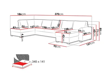 Taberk Sovesofa med Divan och Schäslong 5-sits - Grønn - Møbler - Sofaer - Sovesofaer