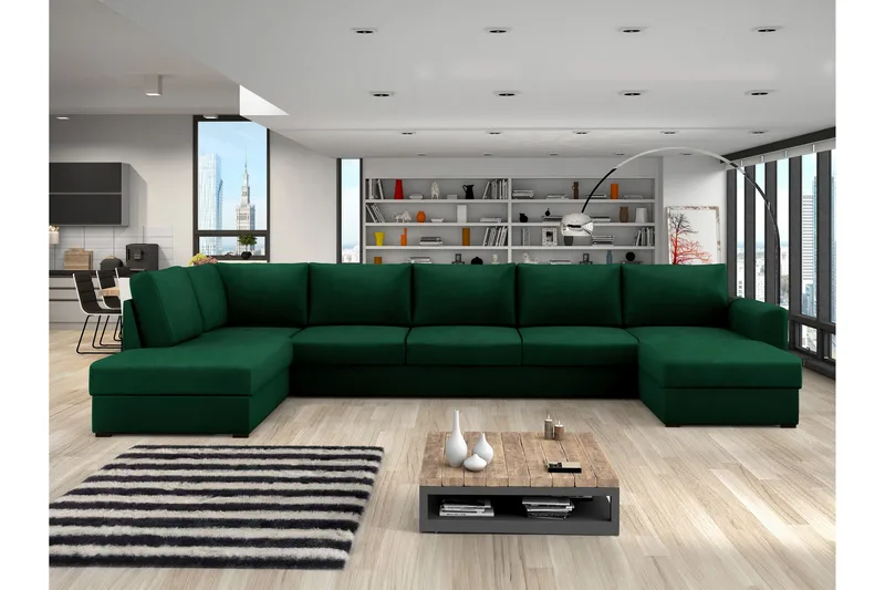 Taberk Sovesofa med Divan och Schäslong 5-sits - Grønn - Møbler - Sofaer - Sovesofaer