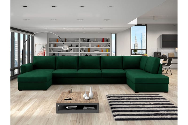 Taberk Sovesofa med Divan och Schäslong 5-sits - Grønn - Møbler - Sofaer - Sovesofaer