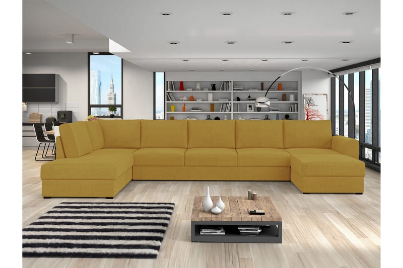 Taberk Sovesofa med Divan och Schäslong 5-sits - Gul - Møbler - Sofaer - Sovesofaer