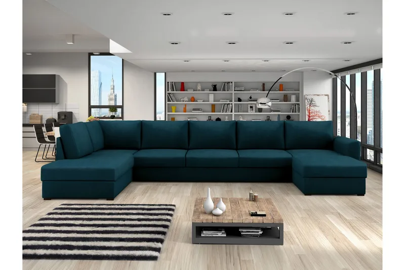 Taberk Sovesofa med Divan och Schäslong 5-sits - Marineblå - Møbler - Sofaer - Sovesofaer