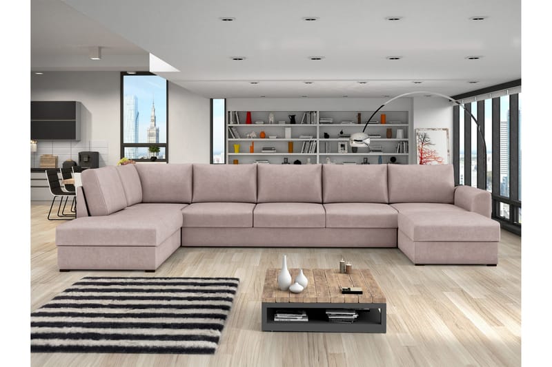 Taberk Sovesofa med Divan och Schäslong 5-sits - Rosa - Møbler - Sofaer - Sovesofaer
