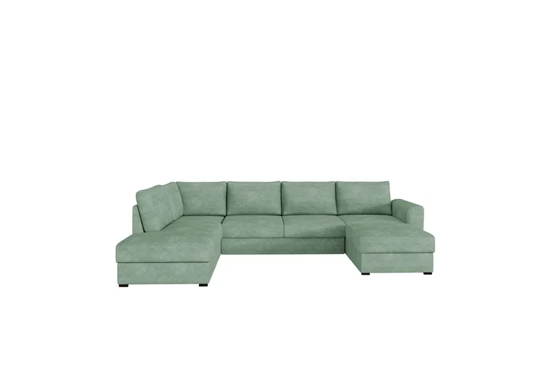Taberk Sovesofa med Sjeselong og Dobbel Sjeselong 4-seter i Bouclé - Grønn - Møbler - Sofaer - Sovesofaer