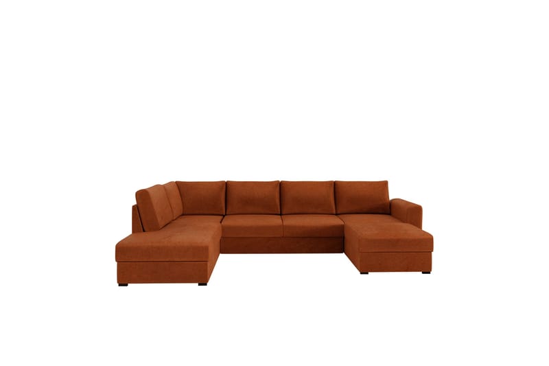 Taberk Sovesofa med Sjeselong og Dobbel Sjeselong 4-seter i Chenille, Oransje