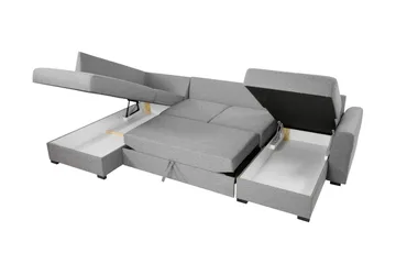 Taberk Sovesofa med Sjeselong og Dobbel Sjeselong 4-seter i Chenille - Oransje - Møbler - Sofaer - Sovesofaer