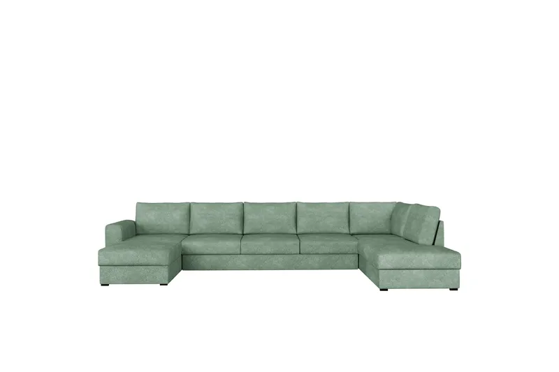 Taberk Sovesofa med Sjeselong og Dobbel Sjeselong 5-seter i Bouclé - Grønn - Møbler - Sofaer - Sovesofaer