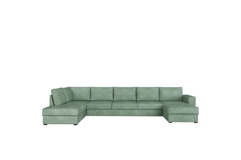 Taberk Sovesofa med Sjeselong og Dobbel Sjeselong 5-seter i Bouclé - Grønn - Møbler - Sofaer - Sovesofaer