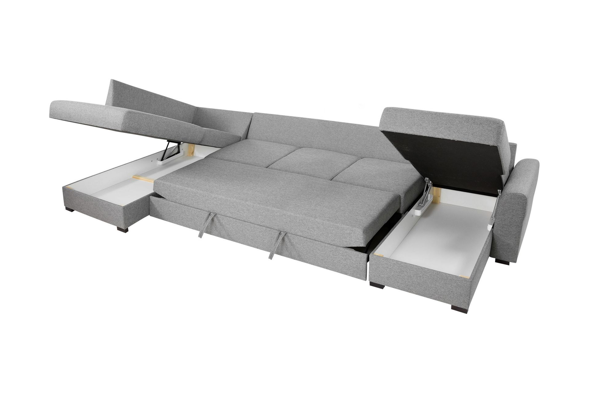 Taberk Sovesofa med Sjeselong og Dobbel Sjeselong 5-seter i Chenille - Blå - Møbler - Sofaer - Sovesofaer