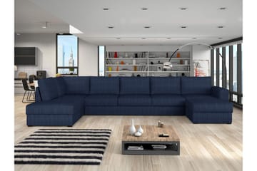 Taberk Sovesofa med Sjeselong og Dobbel Sjeselong 5-seter i Chenille - Blå - Møbler - Sofaer - Sovesofaer
