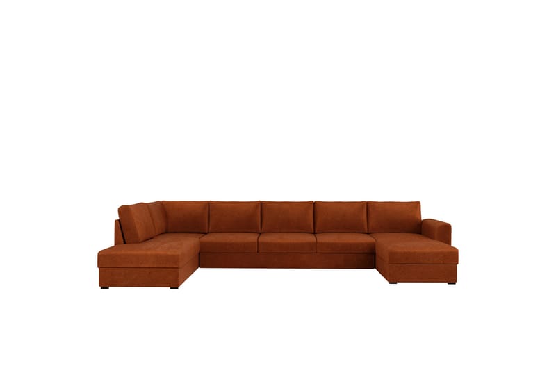 Taberk Sovesofa med Sjeselong og Dobbel Sjeselong 5-seter i Chenille - Oransje - Møbler - Sofaer - Sovesofaer
