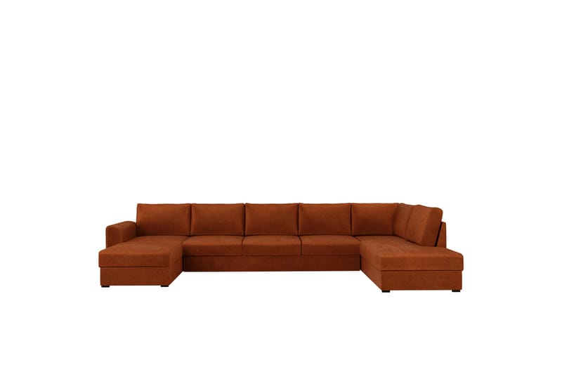 Taberk Sovesofa med Sjeselong og Dobbel Sjeselong 5-seter i Chenille - Oransje - Møbler - Sofaer - Sovesofaer
