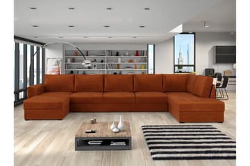 Taberk Sovesofa med Sjeselong og Dobbel Sjeselong 5-seter i Chenille - Oransje - Møbler - Sofaer - Sovesofaer