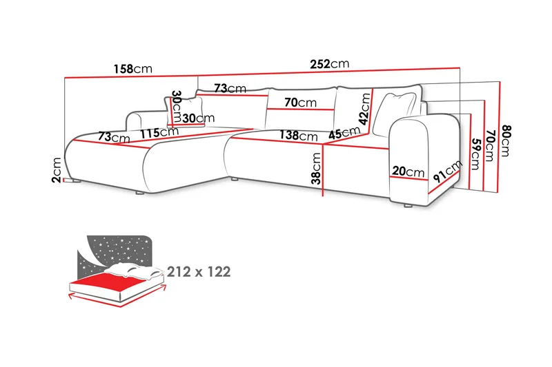 Tacon Sovesofa Med 3-Seters Divan - Beige/Grå - Møbler - Sofaer - Sovesofaer