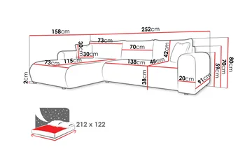 Tacon Sovesofa Med 3-Seters Divan - Blå - Møbler - Sofaer - Sovesofaer