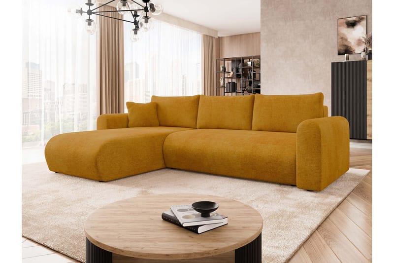 Tacon Sovesofa Med 3-Seters Divan - Gul - Møbler - Sofaer - Sovesofaer