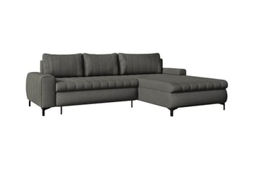 Talby 3-seter Høyre L-formet Hjørnesovesofa 135x255 cm med Oppbevaring i Stoff - Grå - Møbler - Sofaer - Sovesofaer