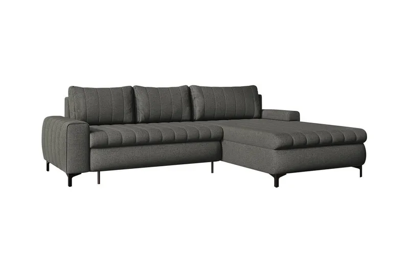 Talby 3-seter Høyre L-formet Hjørnesovesofa 135x255 cm med Oppbevaring i Stoff, Grå