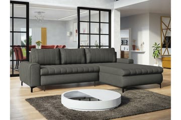 Talby 3-seter Høyre L-formet Hjørnesovesofa 135x255 cm med Oppbevaring i Stoff - Grå - Møbler - Sofaer - Sovesofaer