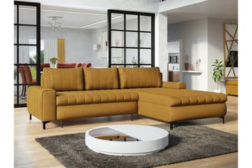 Talby 3-seter Høyre Sovesofa 135x255 cm med Oppbevaring i Stoff - Gul - Møbler - Sofaer - Sovesofaer