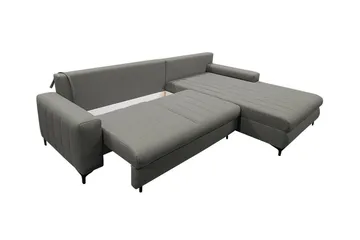 Talby 3-seter Høyre Sovesofa med Oppbevaring og Kanalsteppet i Stoff - Beige - Møbler - Sofaer - Sovesofaer