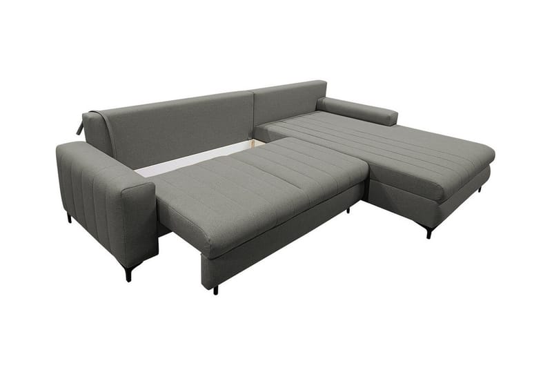Talby 3-seter Høyre Sovesofa med Oppbevaring og Kanalsteppet i Stoff - Beige - Møbler - Sofaer - Sovesofaer