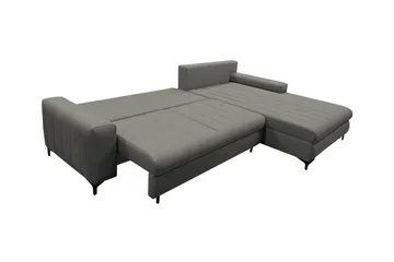 Talby 3-seter Høyre Sovesofa med Oppbevaring og Vertikale Sømmer i Stoff - Beige - Møbler - Sofaer - Sovesofaer