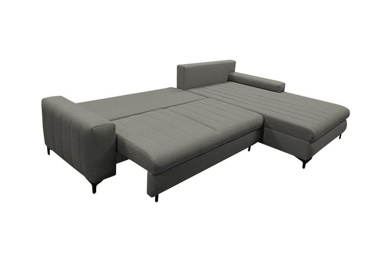 Talby 3-seter Høyre Sovesofa med Oppbevaring og Vertikale Sømmer i Stoff - Beige - Møbler - Sofaer - Sovesofaer
