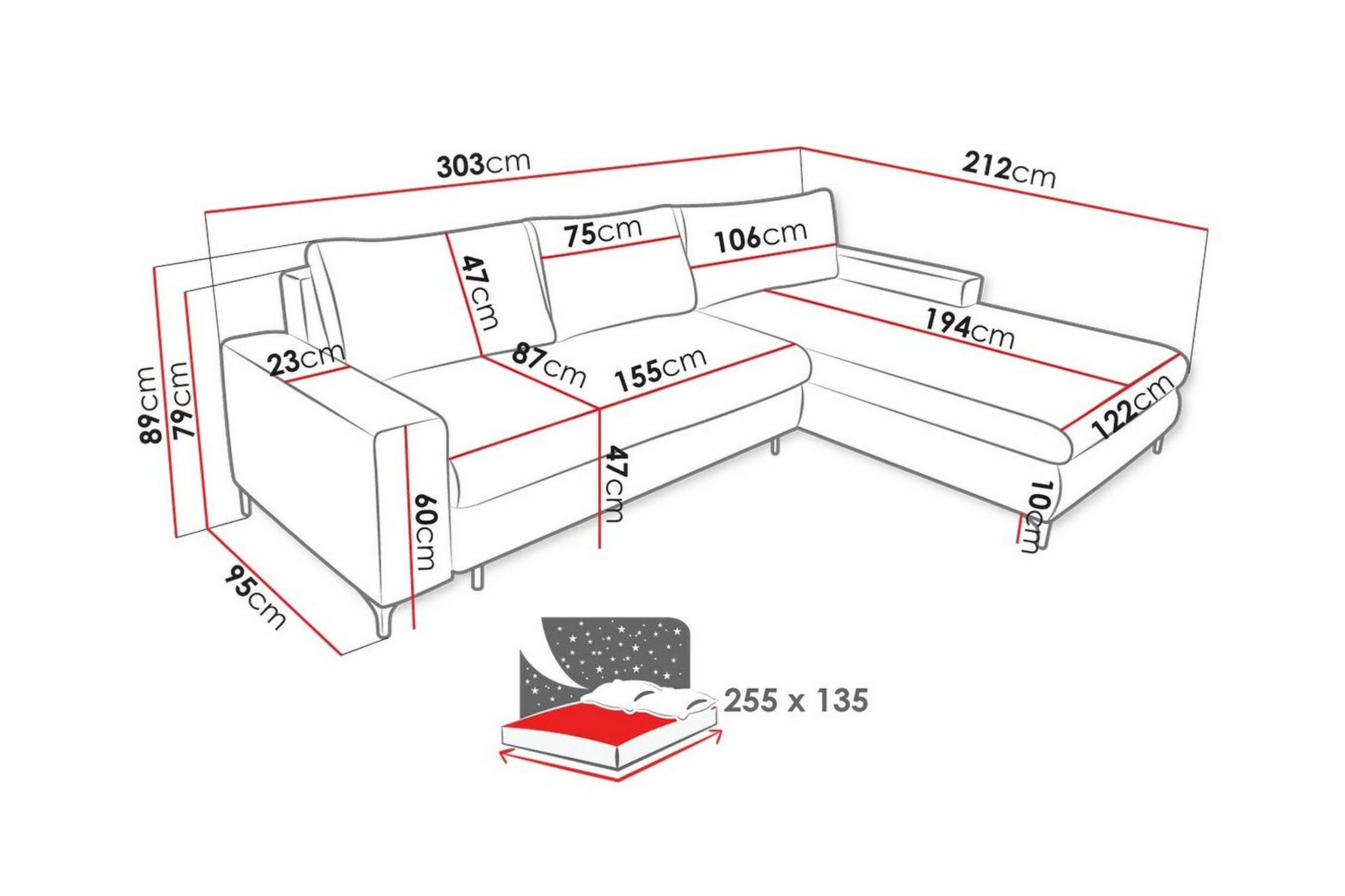 Talby 3-seters Hjørnesovesofa - Beige - Møbler - Sofaer - Sovesofaer