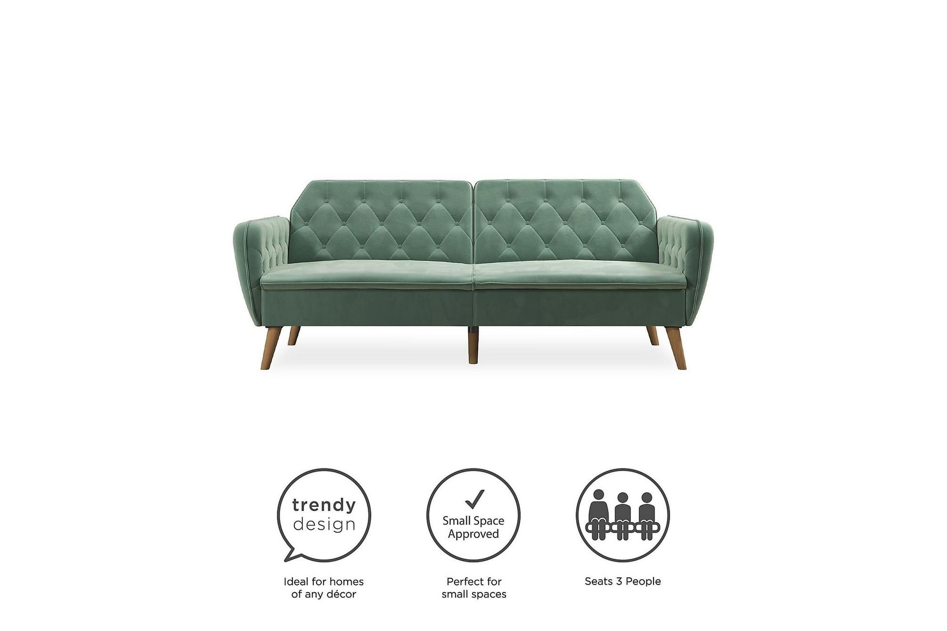 TallulaH 2-seters Sovesofa Fløyel/Lysegrønn - Novogratz - Møbler - Sofaer - Sovesofaer