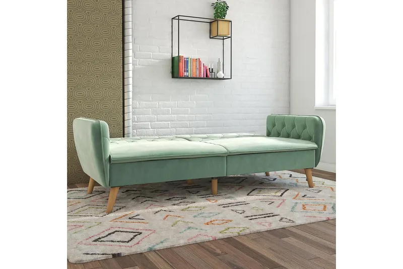 TallulaH 2-seters Sovesofa Fløyel/Lysegrønn - Novogratz - Møbler - Sofaer - Sovesofaer