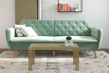 TallulaH 2-seters Sovesofa Fløyel/Lysegrønn - Novogratz - Møbler - Sofaer - Sovesofaer