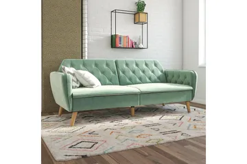 TallulaH 2-seters Sovesofa Fløyel/Lysegrønn - Novogratz - Møbler - Sofaer - Sovesofaer