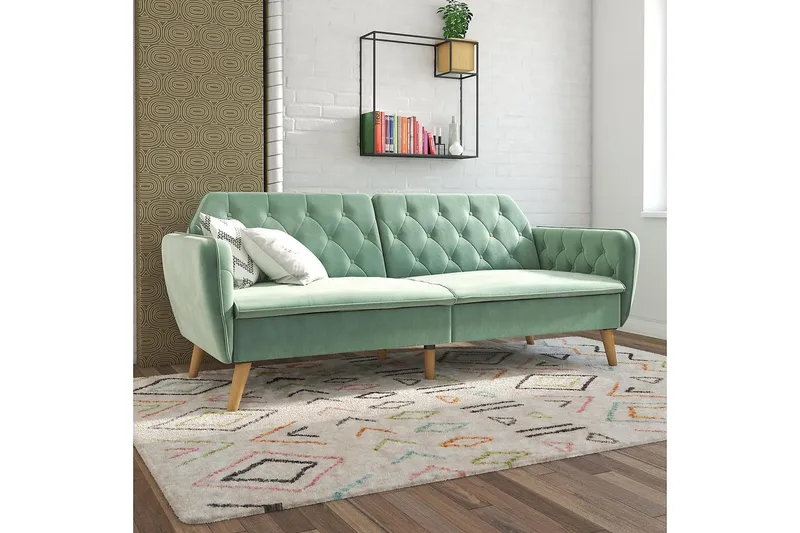 TallulaH 2-seters Sovesofa Fløyel/Lysegrønn - Novogratz - Møbler - Sofaer - Sovesofaer