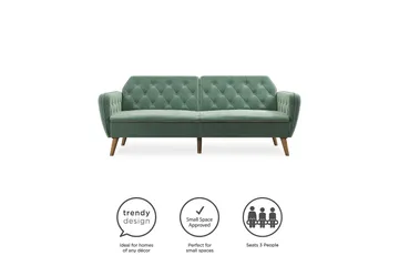 TallulaH 2-seters Sovesofa Fløyel/Lysegrønn - Novogratz - Møbler - Sofaer - Sovesofaer