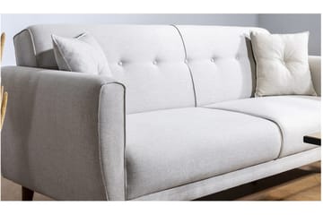 Tamatha 3-seter Sovesofa med Sjeselong i Stoff med Trebein - Lysegrå - Møbler - Sofaer - Sovesofaer