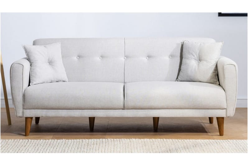 Tamatha 3-seter Sovesofa med Sjeselong i Stoff med Trebein - Lysegrå - Møbler - Sofaer - Sovesofaer