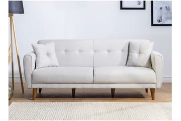 Tamatha 3-seter Sovesofa med Sjeselong i Stoff med Trebein - Lysegrå - Møbler - Sofaer - Sovesofaer