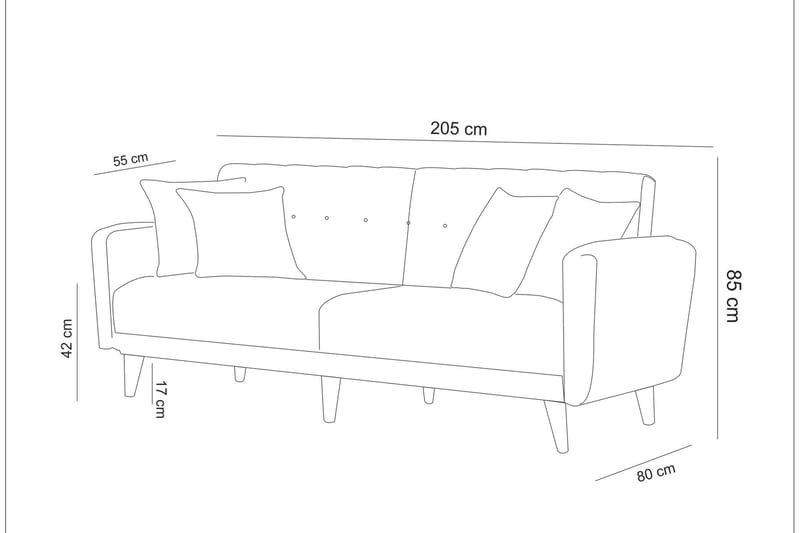 Tamatha Sovesofa 3-seter - Beige - Sovesofaer - 3 seters sovesofa