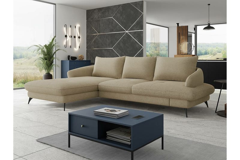 Telford 3-seters Hjørnesovesofa - Beige Krem - Møbler - Sofaer - Sovesofaer