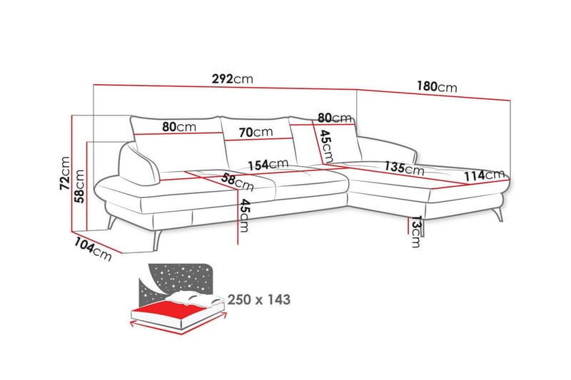 Telford 3-seters Hjørnesovesofa - Beige Krem - Møbler - Sofaer - Sovesofaer