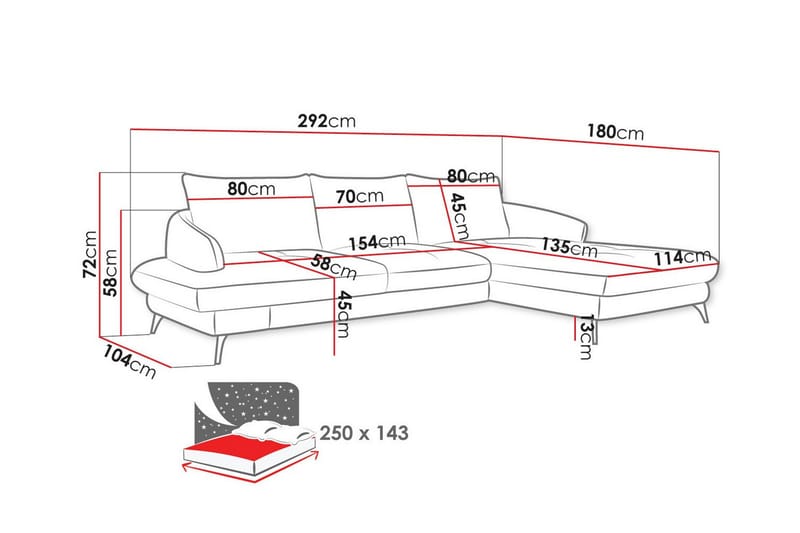 Telford 3-seters Hjørnesovesofa - Beige - Sovesofaer - Hjørnesovesofa