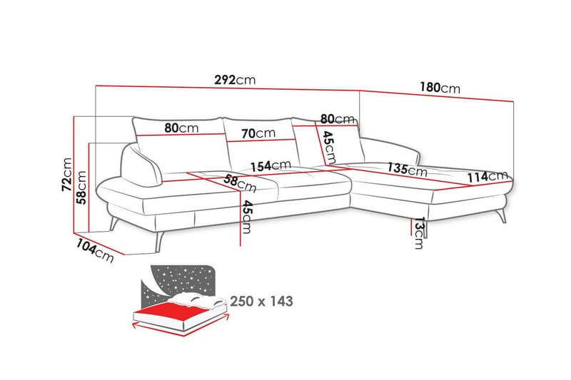 Telford 3-seters Hjørnesovesofa - Brun - Møbler - Sofaer - Sovesofaer