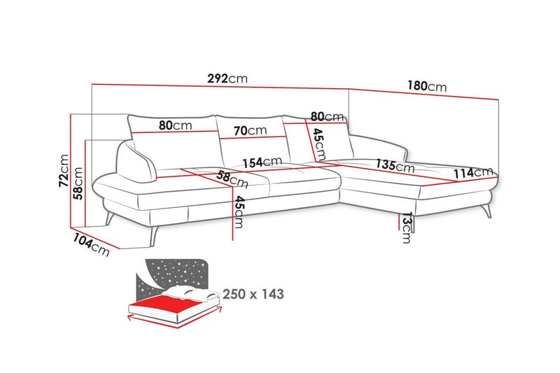 Telford 3-seters Hjørnesovesofa - Brun - Møbler - Sofaer - Sovesofaer
