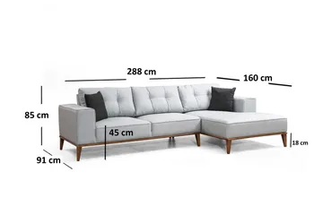 Thrill Sovesofa med Divan Høyre - Grå - Møbler - Sofaer - Sovesofaer