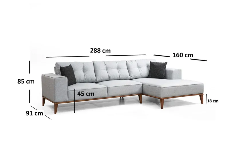 Thrill Sovesofa med Divan Høyre - Grå - Møbler - Sofaer - Sovesofaer