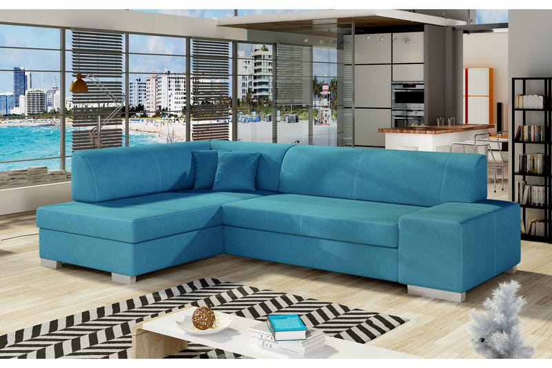 Tietaz Sovesofa med Divan - Blå - Møbler - Sofaer - Sovesofaer