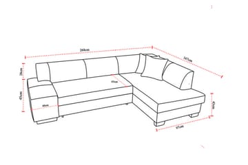 Tietaz Sovesofa med Divan - Grå/Svart - Møbler - Sofaer - Sovesofaer