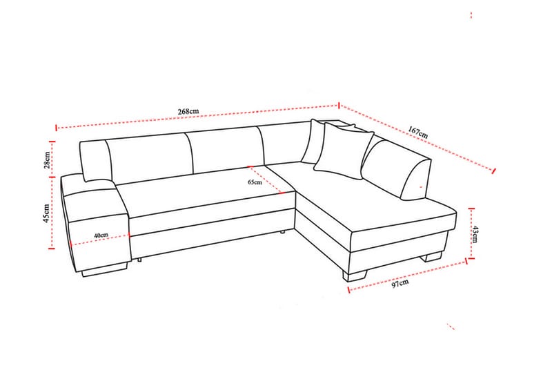 Tietaz Sovesofa med Divan - Grå/Svart - Møbler - Sofaer - Sovesofaer